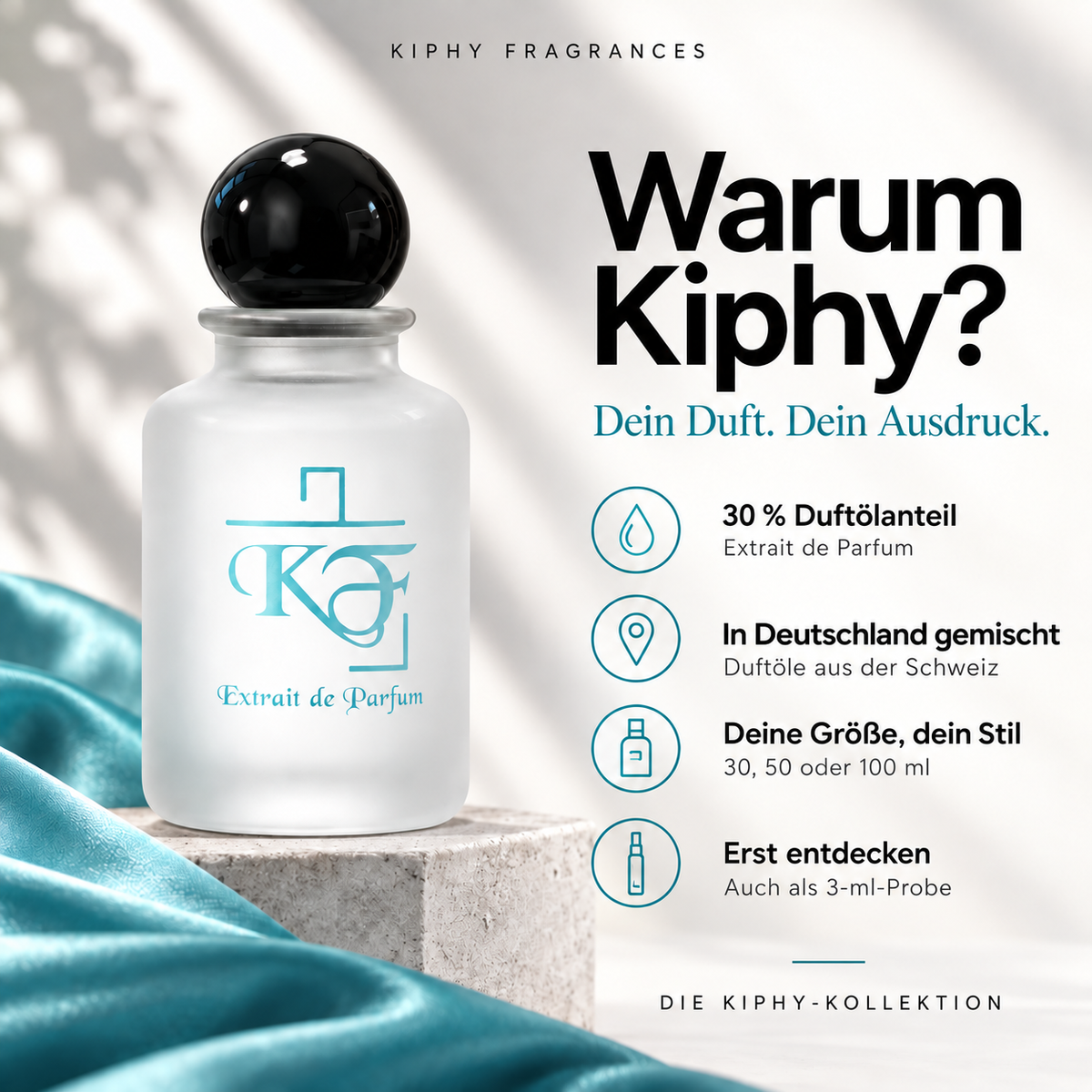 Warum Kiphy? 30 % Duftölanteil, in Deutschland gemischt, Duftöle aus der Schweiz.