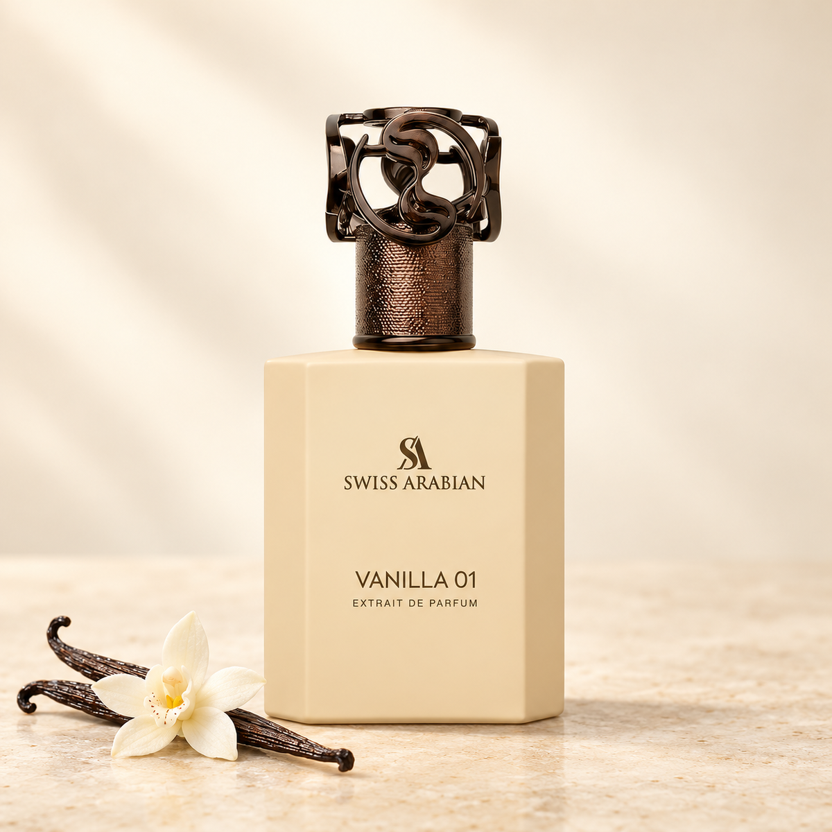 Swiss Arabian Vanilla 01 – 50-ml-Originalflakon mit Vanille-Dekoration