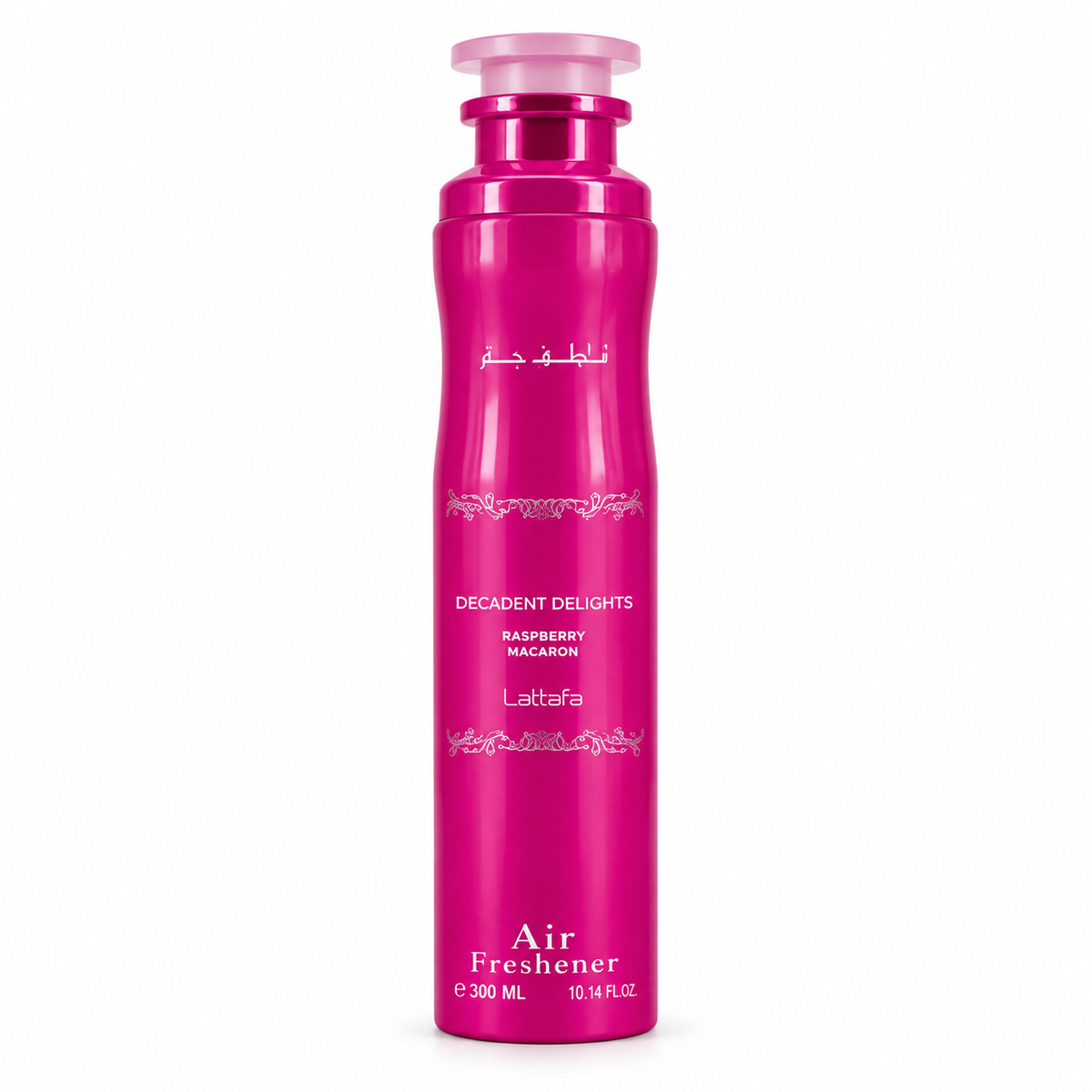 Lattafa Decadent Delights Raspberry Macaron Raumspray 300 ml auf weißem Hintergrund