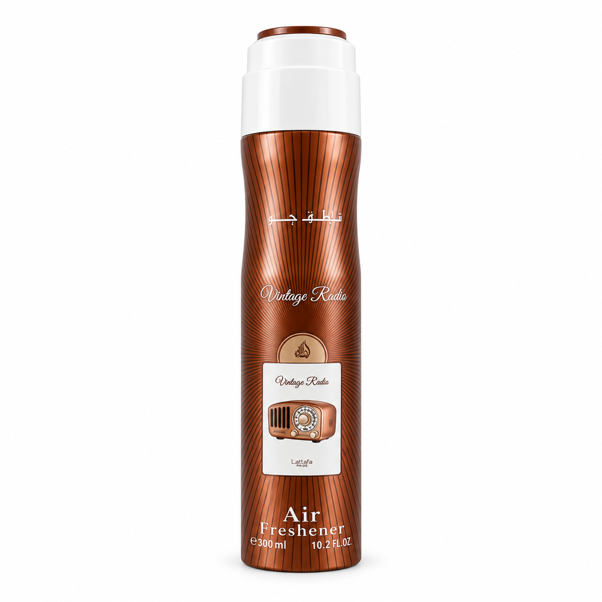 Lattafa Pride Vintage Radio Raumspray 300 ml auf weißem Hintergrund